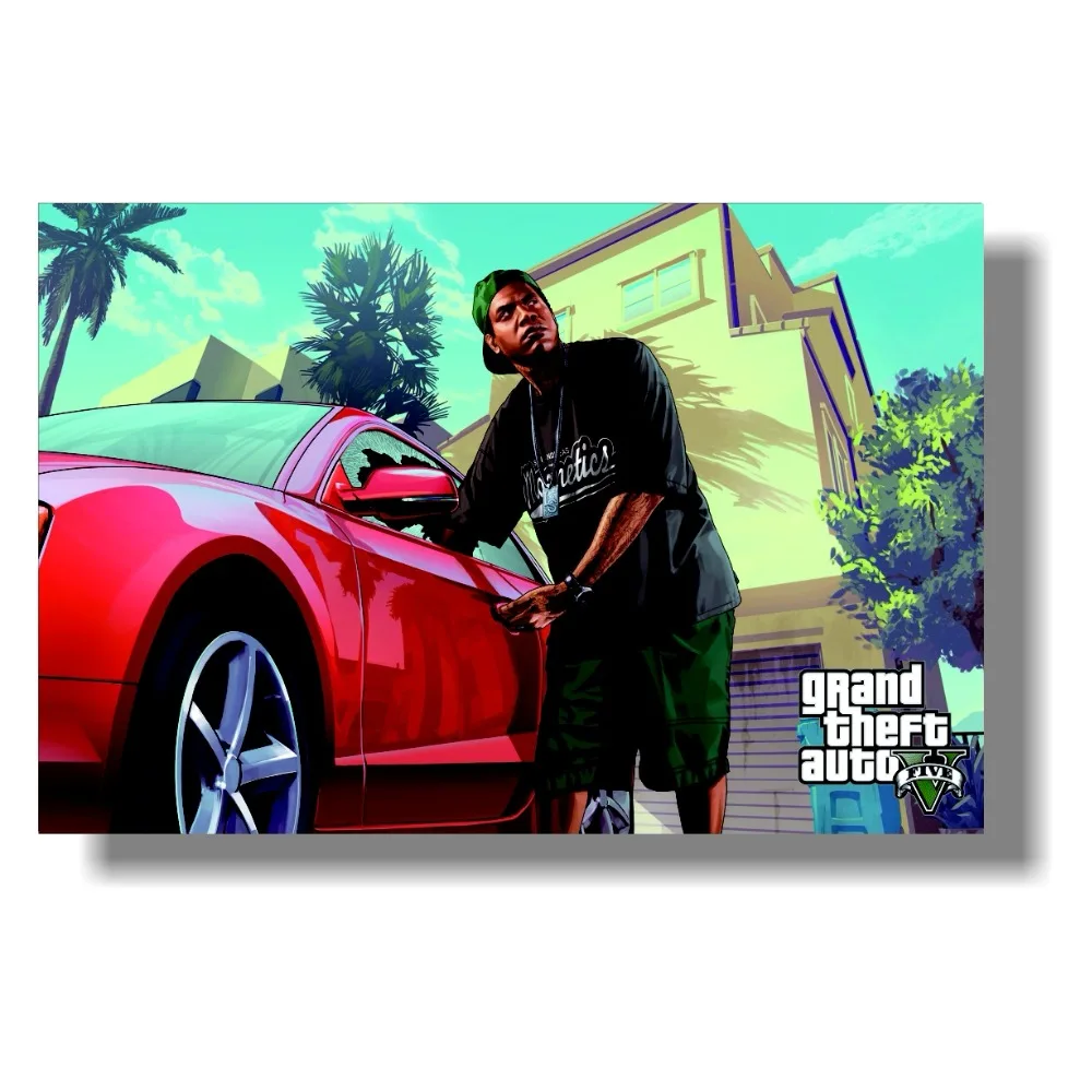 Grand Theft Auto V Art шелковая ткань для печати постер Game Hot GTA 5 изображений украшения