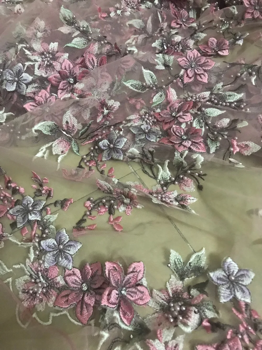 

luxury SYJ-32711 Nigerian Laces 3d flower High Quality Tulle Mesh French Embroidered Lace fabric