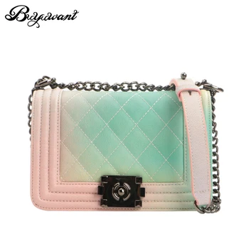 

Buyuwant genuine leather Women shoulder bag Rainbow rhombic chain bag ladies Messenger bag Lattice Crossbody Bags GN-SB-xkbdzp
