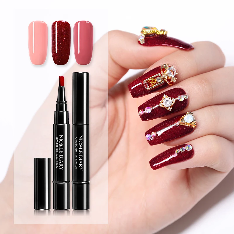 

NICOLE DIARY One Step Nail Gel Polish 8ml Nude Series 3 in 1 Nail Pen Long-lasting UV LED Lamp Gel Lacquer No Base Top Coat