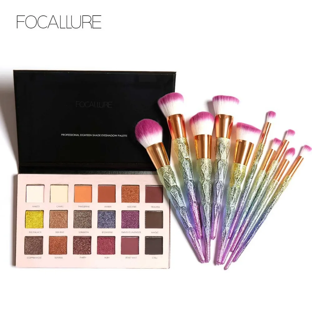 

18 Colors Eye Shadow Cosmetic Palette Makeup Set + 10pcs Maquiagem Brushes Sets kit maquiagem profissional completo