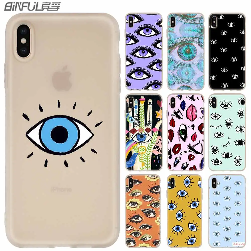 

Silicone Cover Case FOR iPhone 11 Pro 2019 X XS Max XR For iPhone 5 5S 6S 6 4 4S 7 8 Plus gold foil evil eye in blush