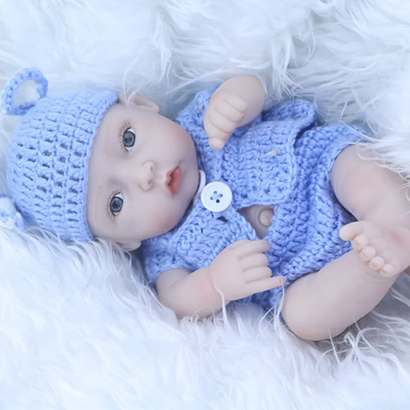 

Fashion Mini Reborn Babies Boy or Girl 11'' Newborn Doll Full Silicone Vinyl Alive Children Toy With Shaven Head Kids Bathe Toy