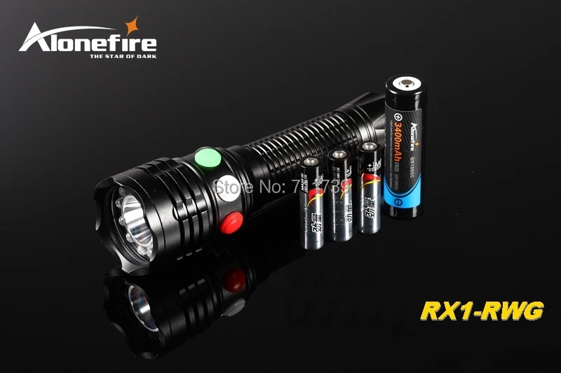 AloneFire RX1 Q5 светодиодный железнодорожного световой сигнал фонарик красный Белый и зеленый цвета 18650 Аккумуляторная заряд открытый аварийная