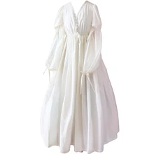 Estilo vintage mujeres dulce lolita dress princesa cosplay traje con cuello en v camisón de manga larga retro medieval vestidos de desgaste de la noche