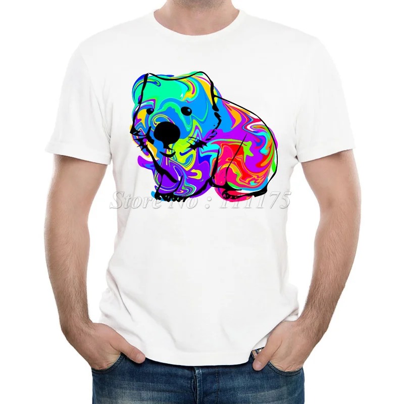 

New Arrivals 2019 Men's Summer Fashion Colorful Wombat Printed T Shirt Cool Tops High Quality Casual Tee