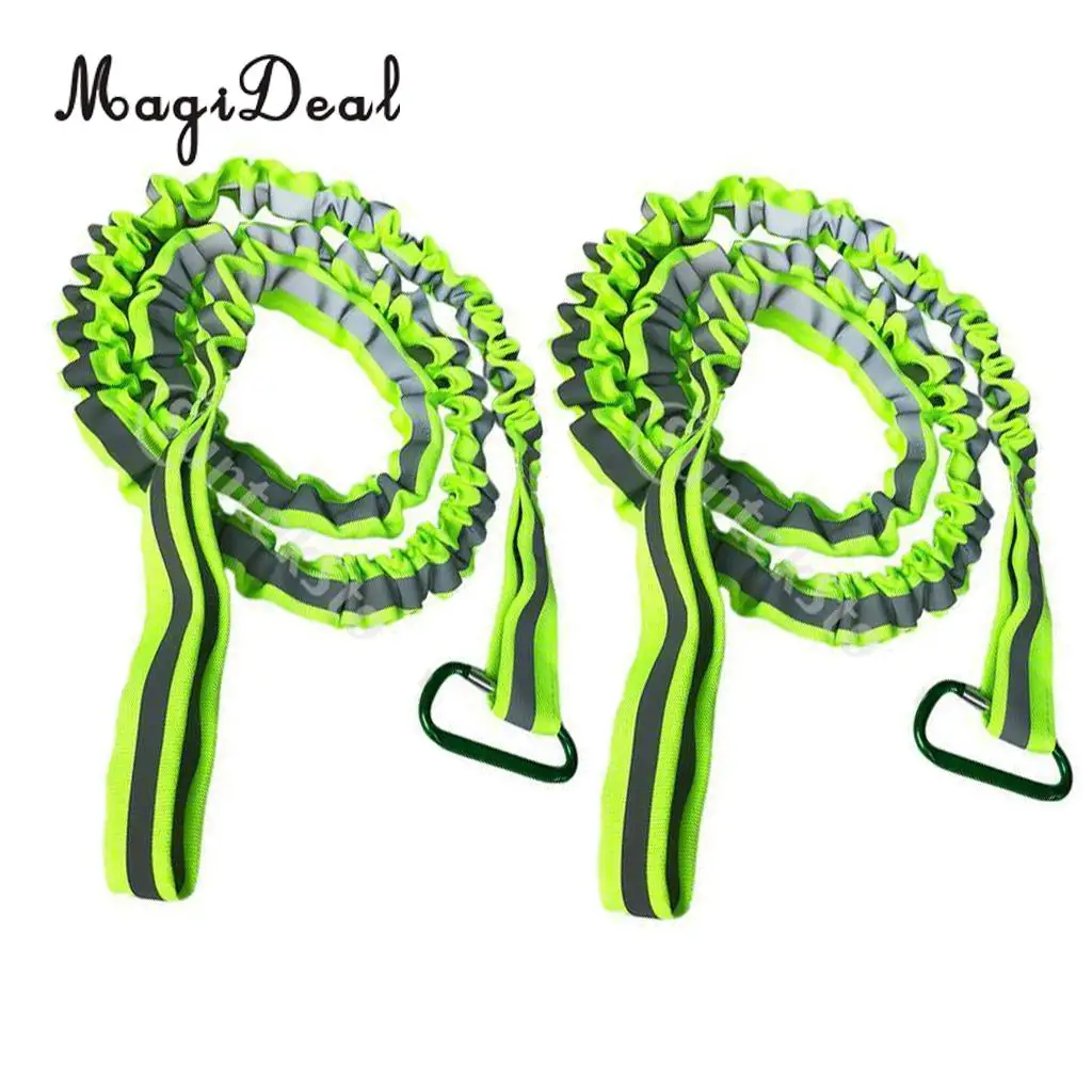 MagiDeal 2pcs Adjustable Kayak Safety Rod Leash Fishing Rod Reflective Paddle Leash Green 47inch for Canoe Oars