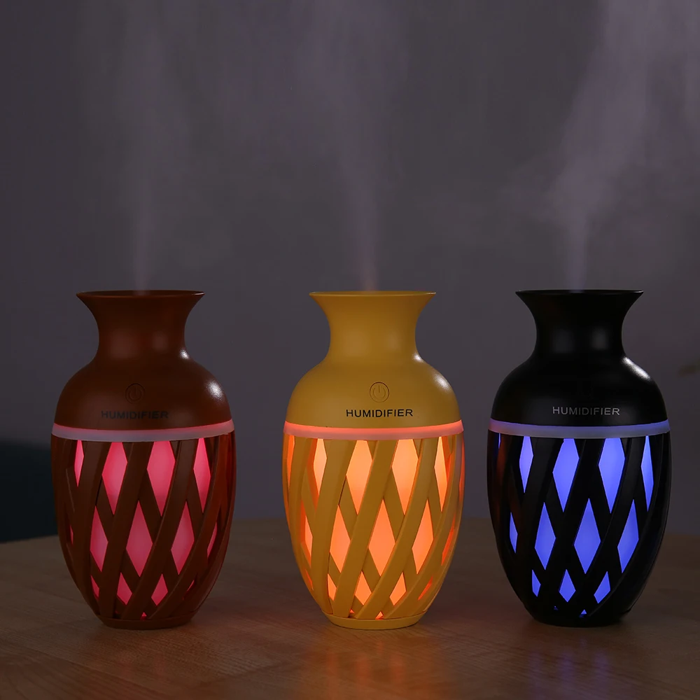 Vase Aroma Humidifier with Colorful LED Night Light for Home Office Car