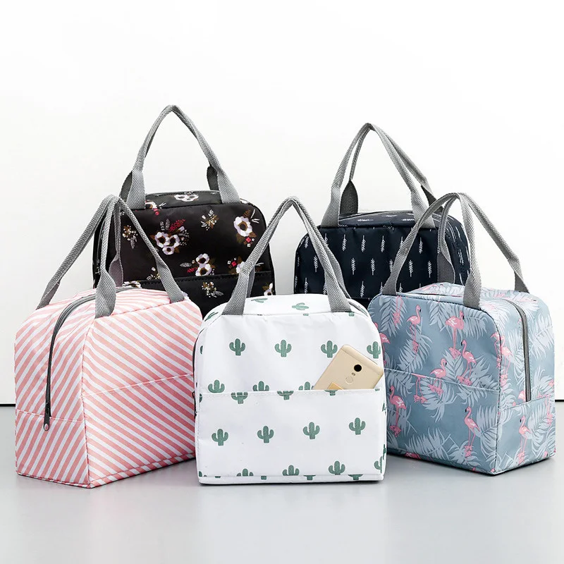 

Waterproof Functional Pattern Cooler Lunch Box Portable Insulated Canvas Lunch Bag Thermal Food Picnic Lunch Bags For Women Kids