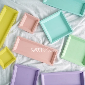 

SWEETGO Wood Macarons Tray Handmade Rectangle Cake Tools for Party Decoration Perfume/ Makeup/Jewelry Storage Plate Sweet Table