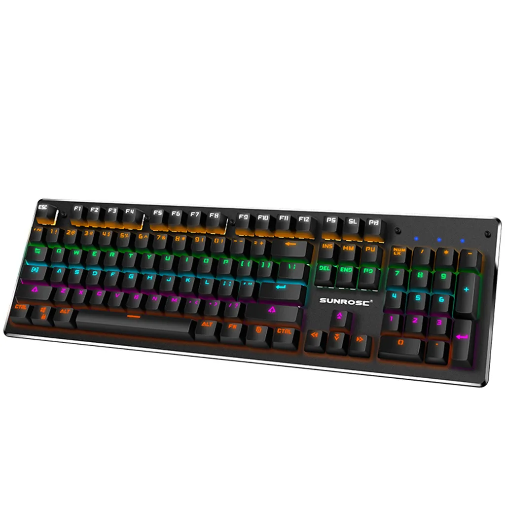 Игровая механическая клавиатура с RGB подсветкой, 104 клавиш, синий переключатель, проводная клавиатура, английская Водонепроницаемая игровая клавиатура, Rgb 522#2