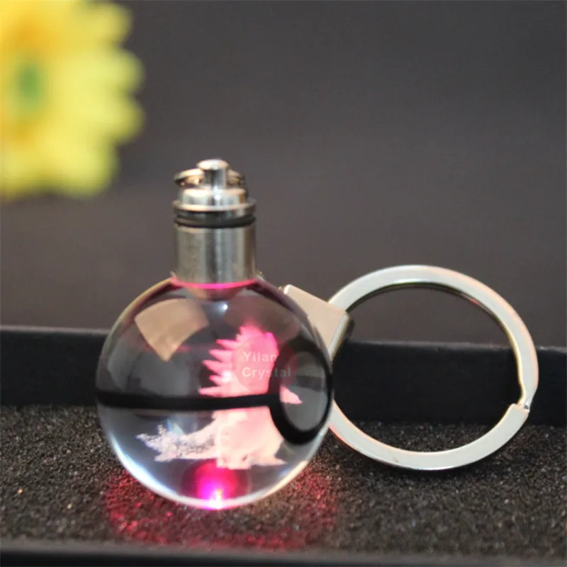

buy six one free New Shape Customized Image LED Crystal Mewtwo Keychain Pokemon Ball Keychain For Gift