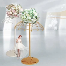 Nuevo paraguas de hierro forjado para decoración de bodas, artículos de flores, creativo DIY, accesorios para Arreglo de flores blancas y doradas, decoración del hogar(China)