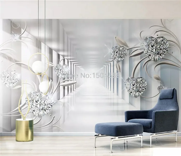 Фото обои 3D стерео абстрактное пространство европейский стиль узор алмазные фрески обои Гостиная ТВ фон Настенный декор