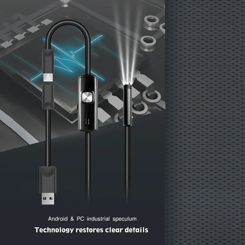 

2M 1M 5.5mm 7mm endoscope camera flexible IP67 waterproof detection tube underground camera for Android PC notebook 6LED tone