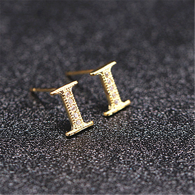 Letter Stud Earrings for Women Alphabet Gold Initial Earring Rhinestone Jewelry Small Earrings Letters Brinco Pendientes