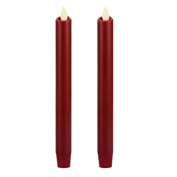 

Ksperway Set of 2 Burgundy Flameless Moving Wick Real Wax LED Taper Candles with Timer and Remote