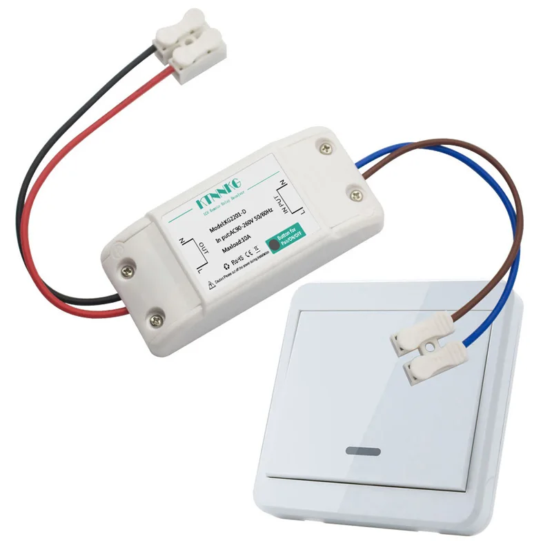 

AC 220V Smart Remote Control Switch 1 Gang Relay Module Lamp LED Controller Wall Panel RF Chain Gadgets 1 Button Kit KTNNKG
