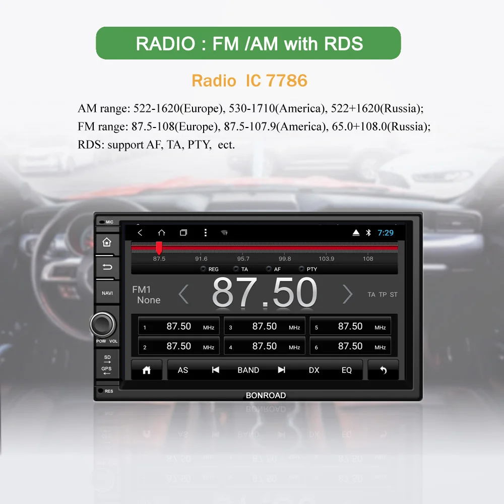 Best Bonroad 7" Android8.1 Car Multimedia Player GPS Navigation For Nissan For Kia For Hyundai Car autoradio Audio Stereo  (No DVD) 3
