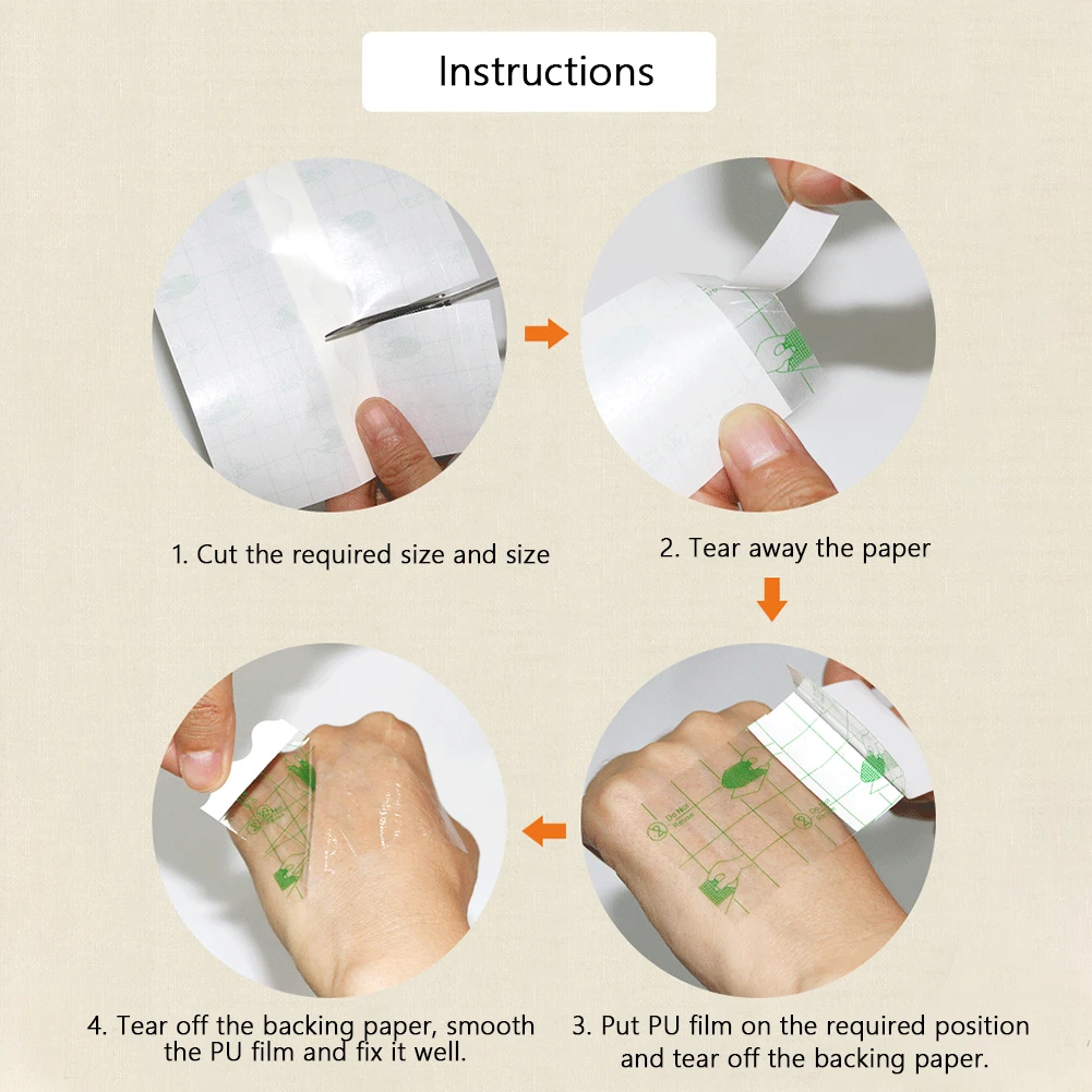 1roll Multifunction Pu Membrane Medical Adhesive Tape Breathable Dressing Roll Transparent Lightweight Anti allergic Waterproof 4