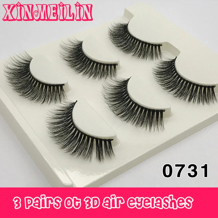 

3 pairs 3D faux mink natural long individual thick fluffy fake dramatic makeup eyelashes wholesale eyelashes with eyelash boxes