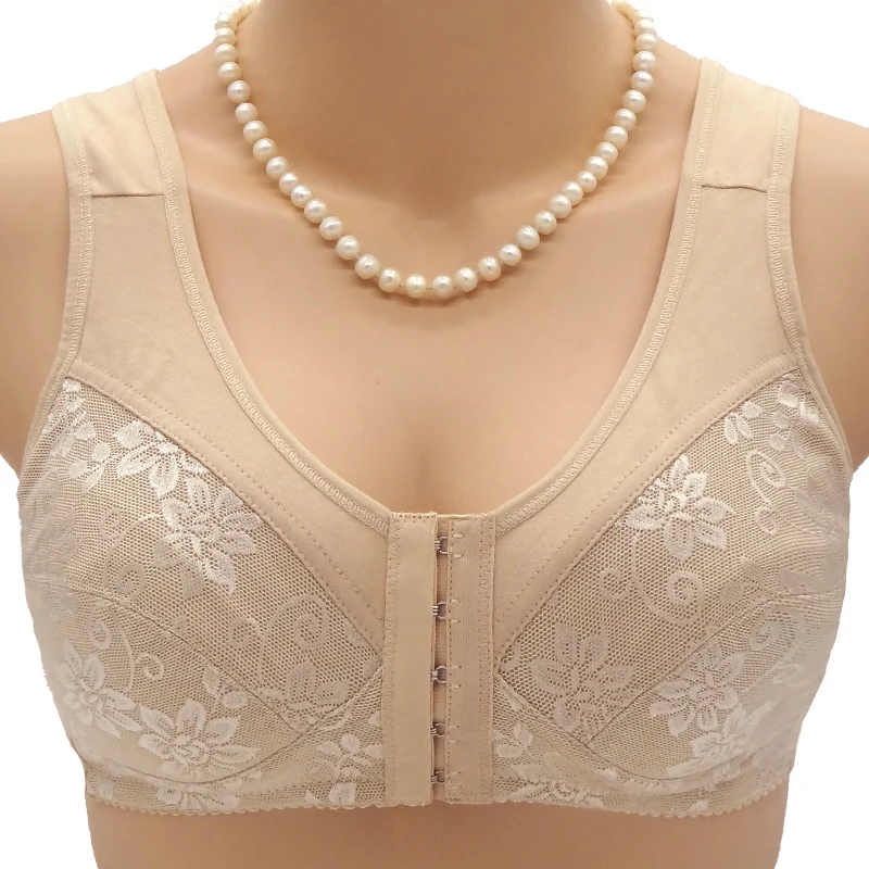 

Wireless cotton Bras for Women lingerie Front Close T-Back Bra Leisure Comfortble Underwear plus size 44 42 40 38 36 34 B CD C3-