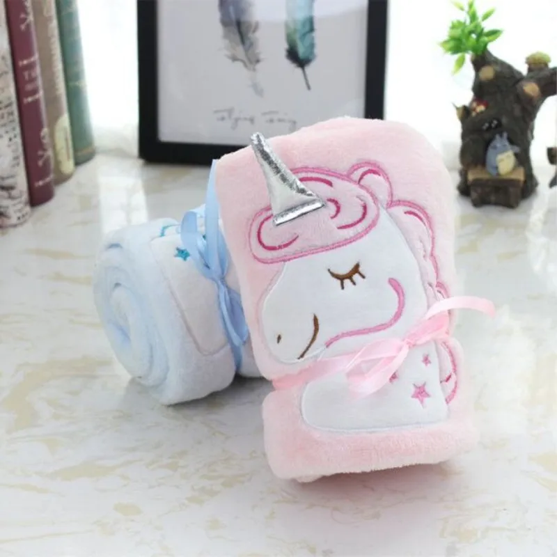 

Cartoon Blue Pink Unicorn Flying Horse Roll Blanket Children Single Folding Air Conditioner Blanket Car Office Small Blanket