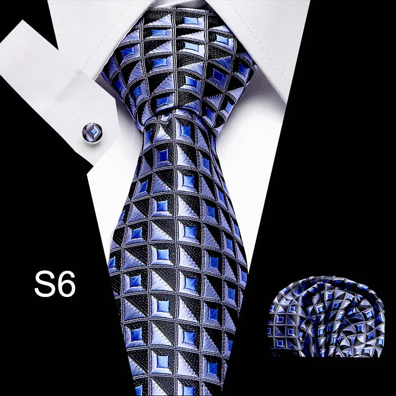 Мужские галстуки цвета красного вина с цветочным узором Пейсли Шелковый жаккардовый галстук Hanky запонки набор мужской бизнес подарок галстуки для мужчин - Цвет: S6