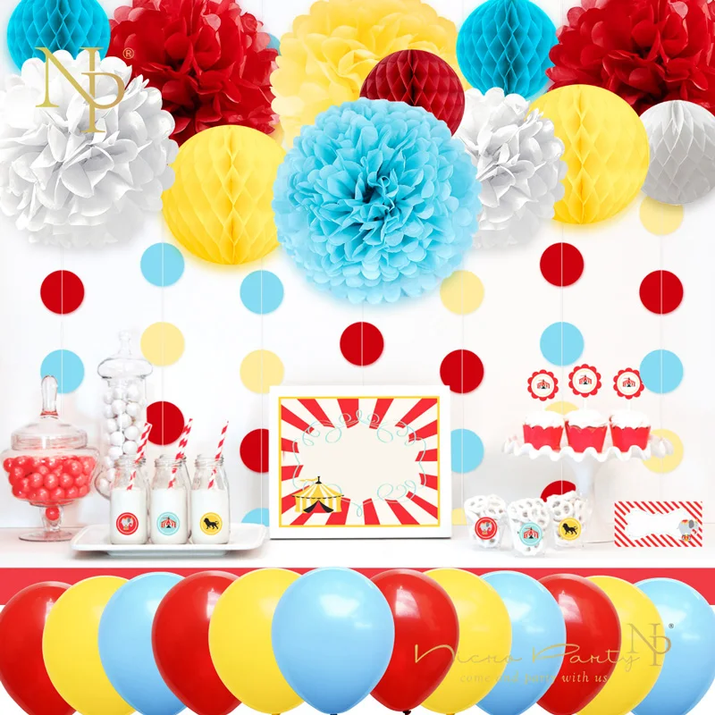 Nicro 25 шт./компл. красный цвет желтый, синий; размеры 34–43 Бумага цветок помпоном воздушные шары для свадьбы вечеринки с днем рождения украшения DIY Декор событие# Set48