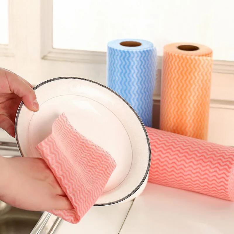 1 Reel Disposable Cleaning Cloth Non woven Fabric Nonstick Wiping Rags