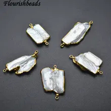 24 k золото натуральный пресноводный жемчуг кусок свободной формы бусины два ювелирные изделия с петлями ожерелье с застежкой звенья 5 шт в партии