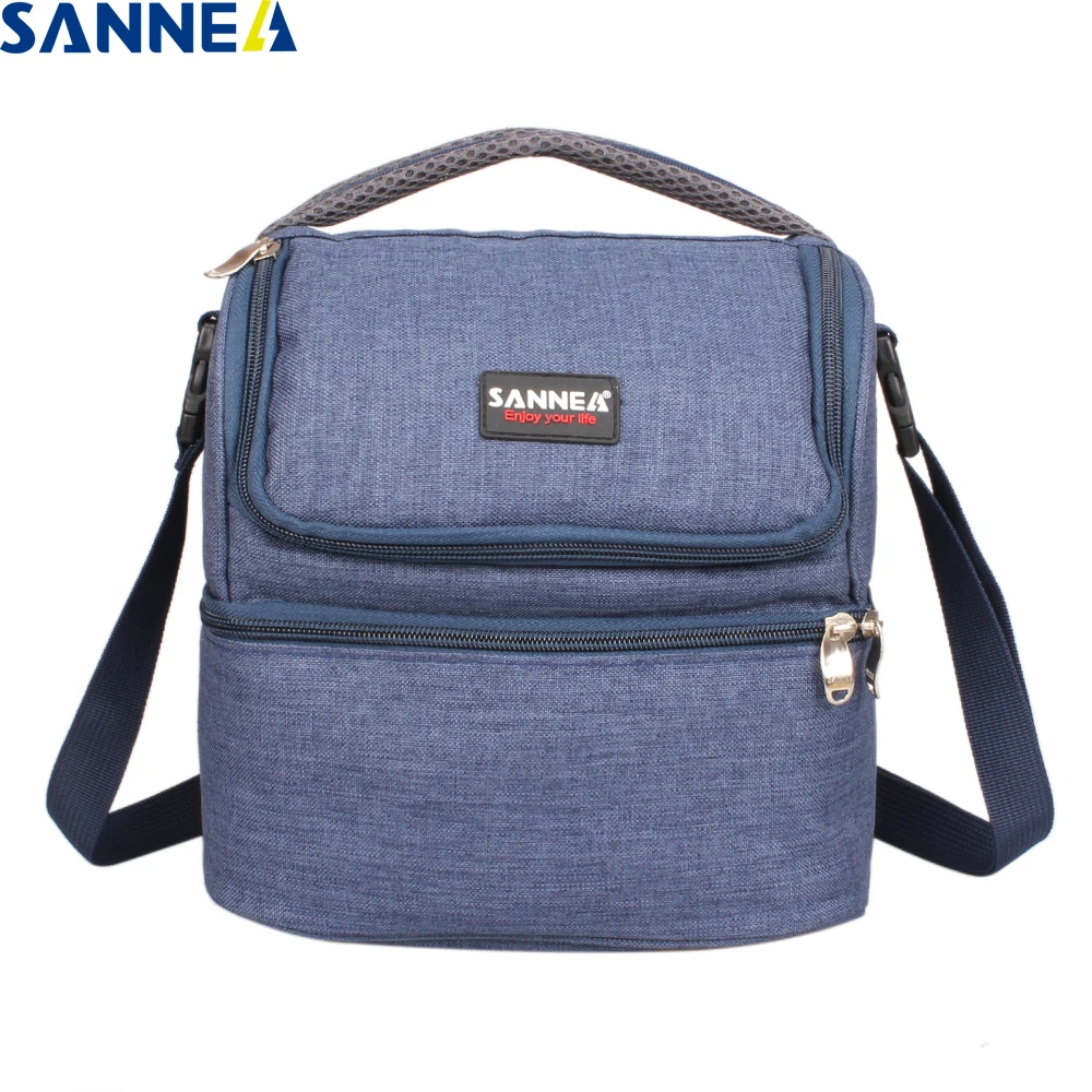 

SANNE 7L Double Decker Thermal insulated Lunch Bag Oxford polyester insulated lunch bag work outdoor portable picnic lunch bag