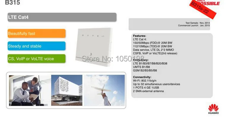 Фирменная Новинка герметичные разблокирована Huawei b315s-22 4 г CPE FDD/tdd LTE маршрутизатор PK b593s-22