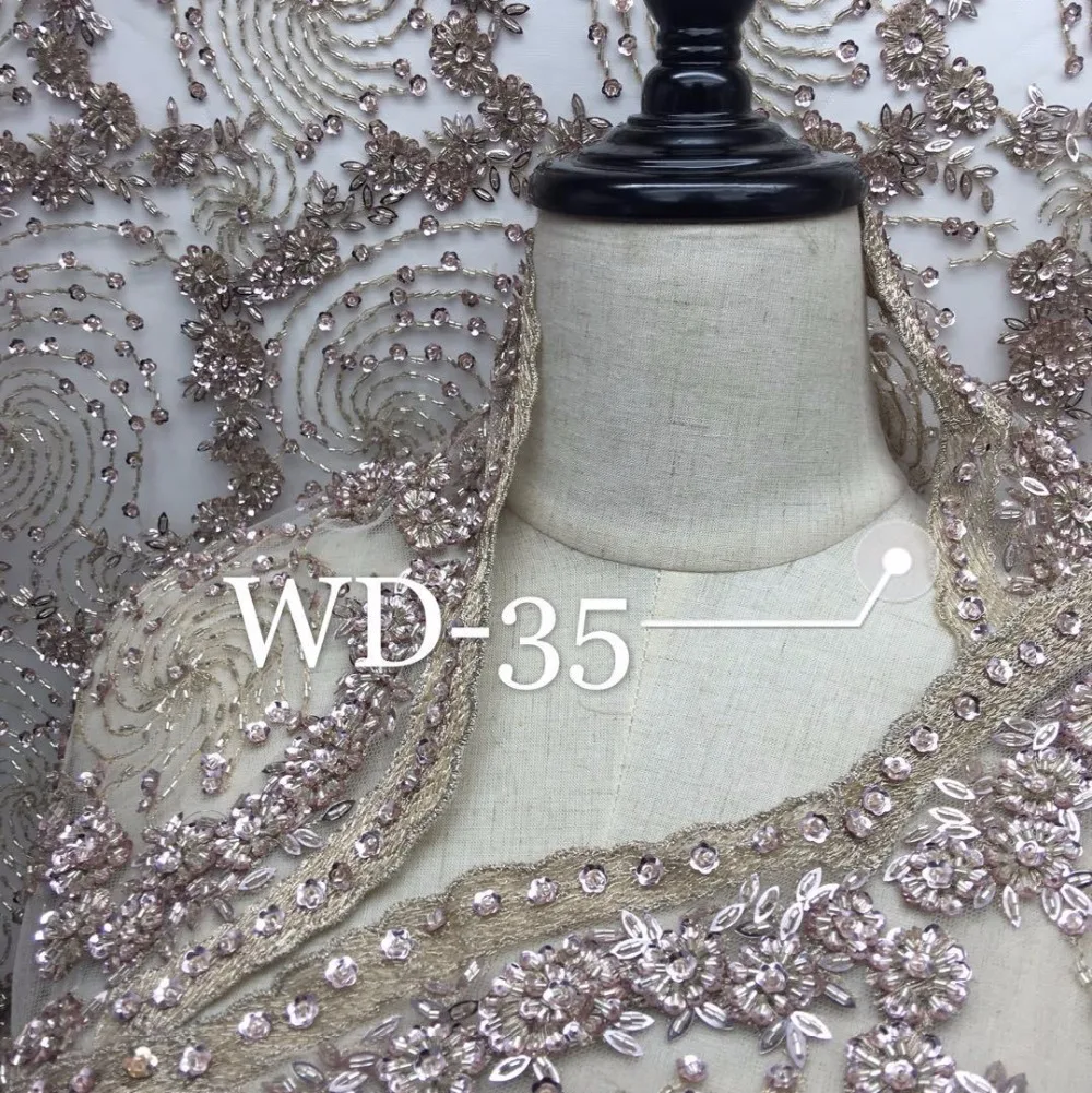 5 ярдов/серия тяжелое ручной работы Африканское, французское кружево с бисером ткань на Тюль Вышивка свадебное платье кружева ткани