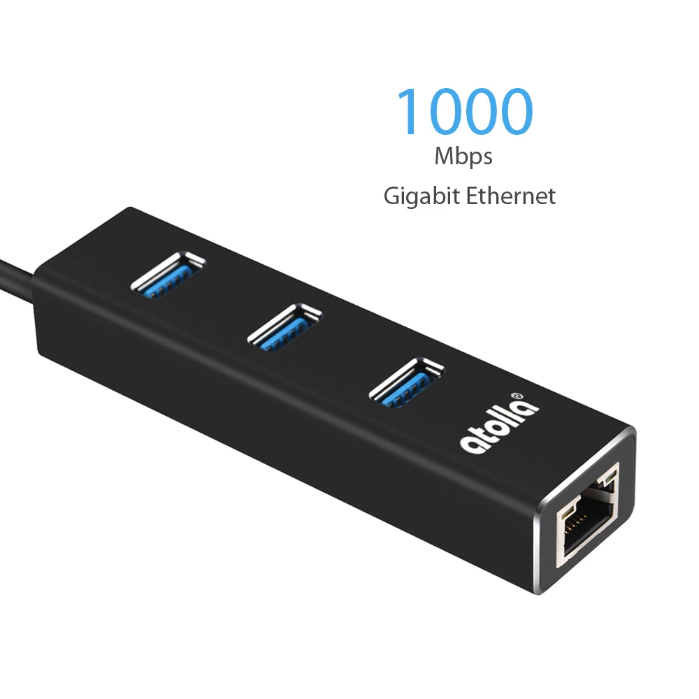 Atolla 3 Порты и разъёмы USB концентратор 3,0 USB разветвитель с RJ45 Gigabit Ethernet USB к Ethernet адаптеру для MacBook Air/Pro/поверхность/ПК/ноутбук