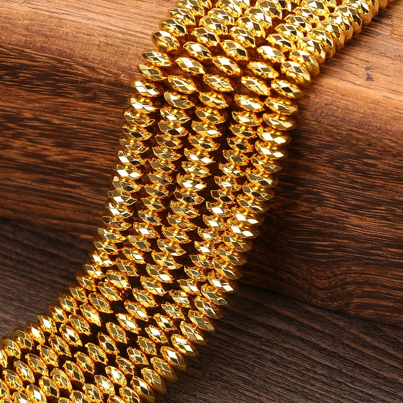 

AAA quality Natural Stone Gold Hematite Beads For Jewelry Making 4 6 8MM 15" Strand Pick Size