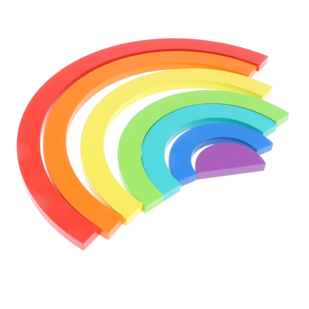 Baby Toddler Wooden Rainbow Stacking Blocks Educational Montessori Toys