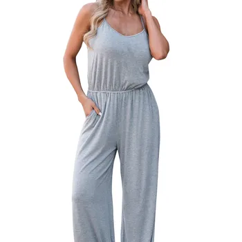

Strampler Women's Overall Summer Casual Belts Sleeveless Waist Single Colour All Trousers 2019