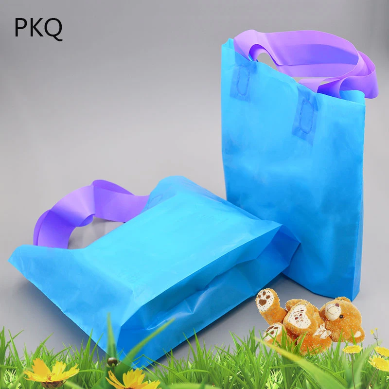 7.18 50pcs Solid Color Plastic Shopping Bag With Handles Boutique