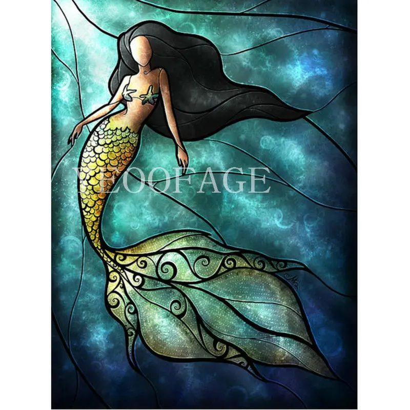 

DIY 5D Diamond embroidery cross stitch rhinestone Mosaic Mermaid full Square drill diamond painting Disney needlework Home Decor