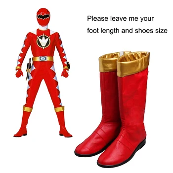 

Cosplay Boots DinoThunder AbareRed Boots Zyuranger Cosplay Costume Props Leather Shoes Adult Men
