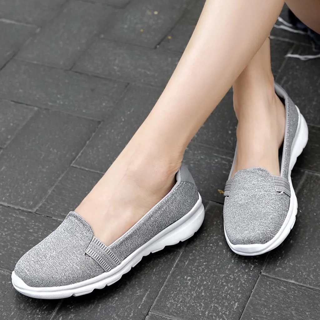 Summer women shoes women Breathable Mesh sneakers shoes ballet flats ladies slip on flats loafers shoes Plus size#N3