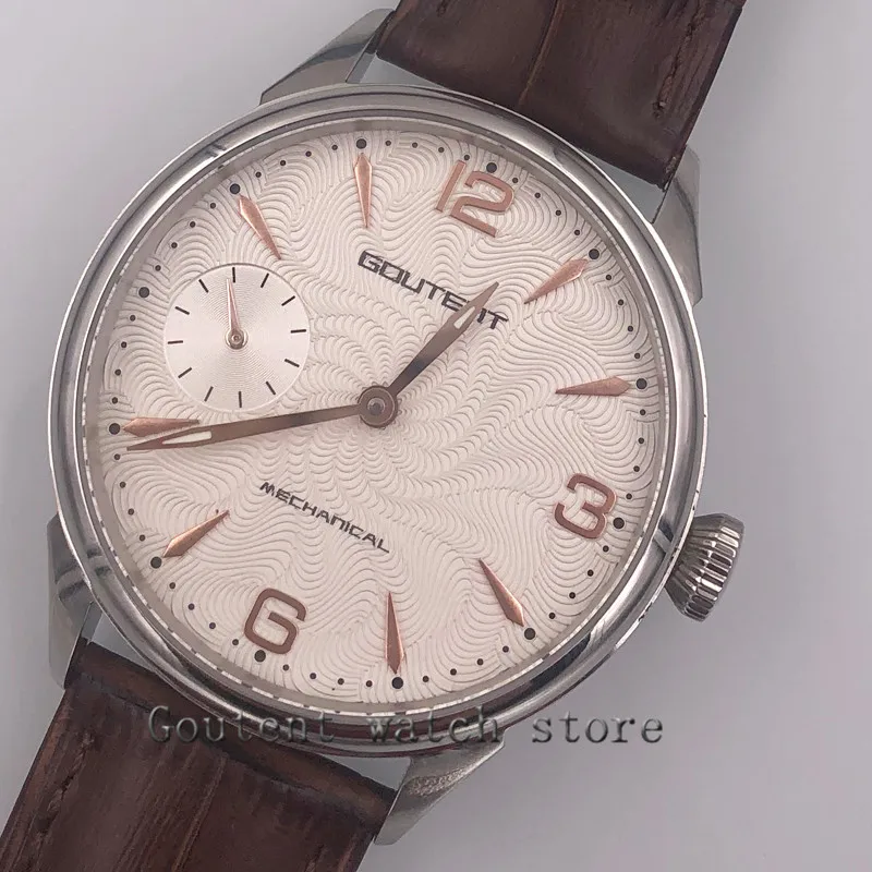 

42mm Brushed Silver Case 17 jewels 6497 Hand Winding Movement Wrist Watch