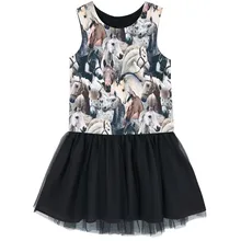 Agradável novo estilo Bebê Meninas Boutique remake persnickety atacado flor meninas top wih padrão cavalo plissado vestido boutique