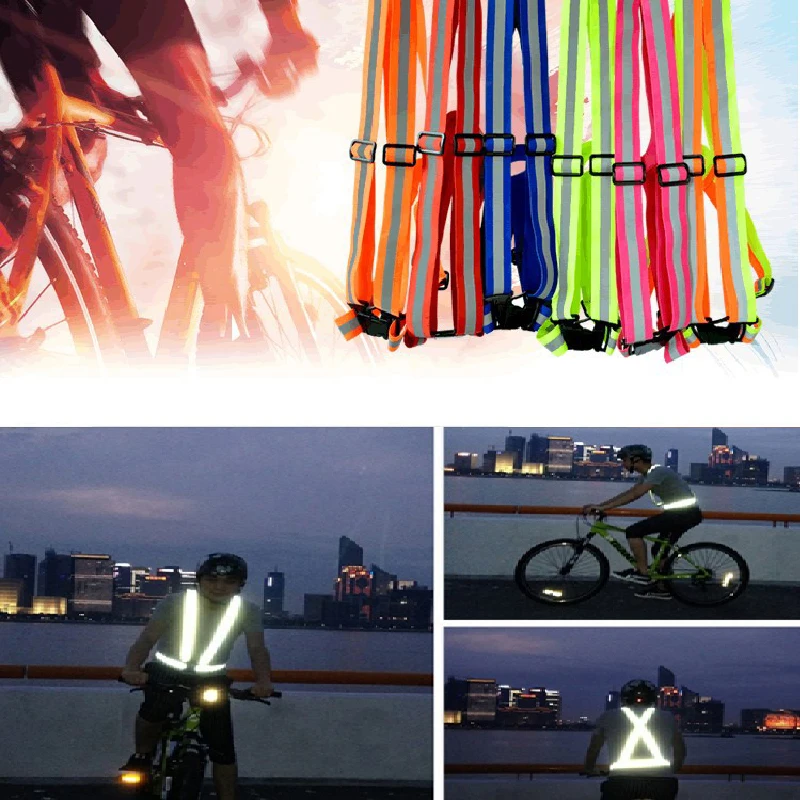 Светоотражающий жилет, высокая видимость, унисекс, для бега на велосипеде, безопасный жилет, Регулируемый эластичный ремень, флуоресцентная работа