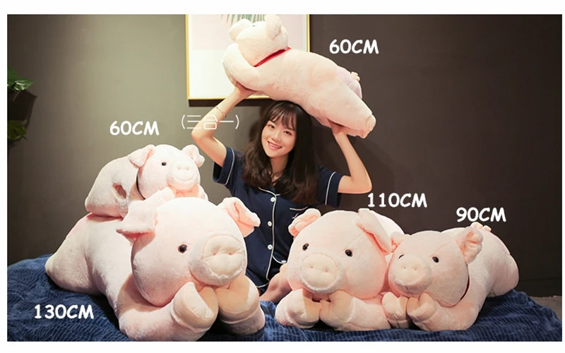 Dorimytrader 2019 New Kawaii Fat Pig Plush Toy Giant Funny Animal Pigs Toy Animals Pillow Cute Girl Holding Sleeping Pillows 90cm 110cm 130cm DY50544 (10)