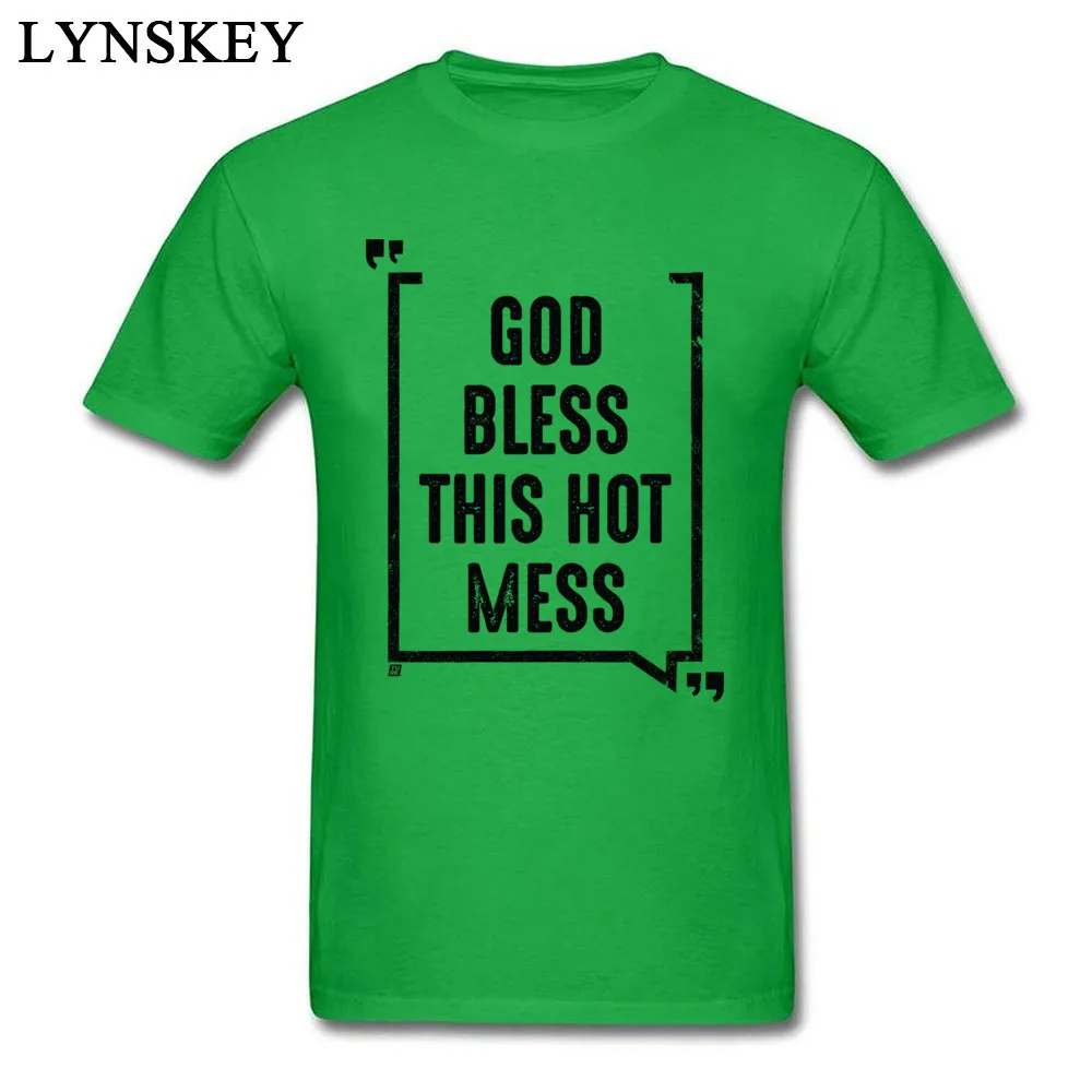 Fitted Leisure Short Sleeve Tops Tees God Bless This Hot Mess Summer/Fall Round Collar All Cotton Male T Shirts Leisure Tee Shirt green