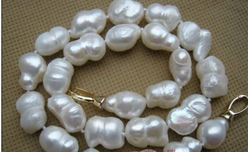 

08148 classic 14-15mm huge south sea white baroque pearl necklace