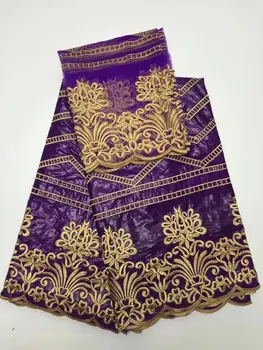 

purple Lace Bazin Riche Getzner Woman Blouse French Net Lace Nigerian Scarf With Beads African Fabric For Dress5+2yard/lot