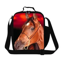 Модный dispalang 3D Животные детские обеденные сумки лошадь печати Термическая сумка для еды Женская пикника изолированный ланч бокс сумки на плечо